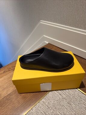 Mansur Gavriel Black Leather Slip-On Clog
